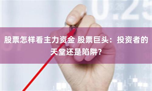 股票怎样看主力资金 股票巨头：投资者的天堂还是陷阱？